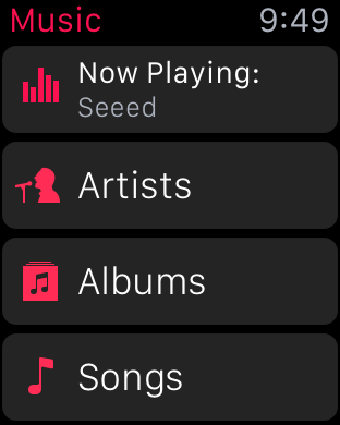Music app on Apple Watch