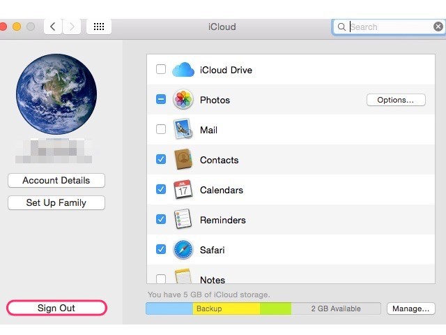 log out of iCloud on a Mac