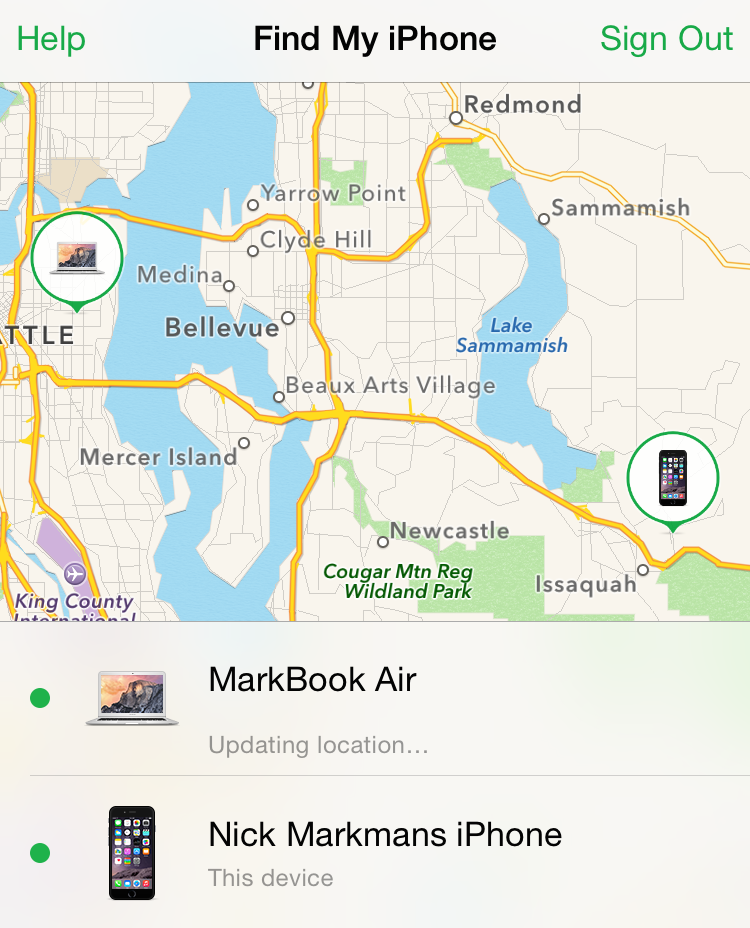 Locating your device with Find My iPhone