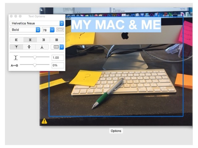 text options while creating a photo book on Mac