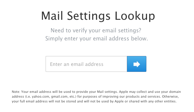 Mail Settings Lookup for Apple Mail