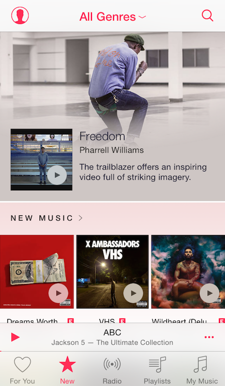 Playlists section of Apple Music