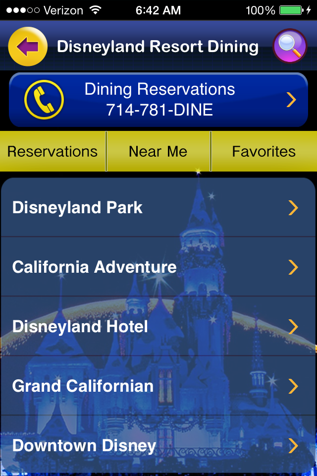MouseConnect Dining Reservations