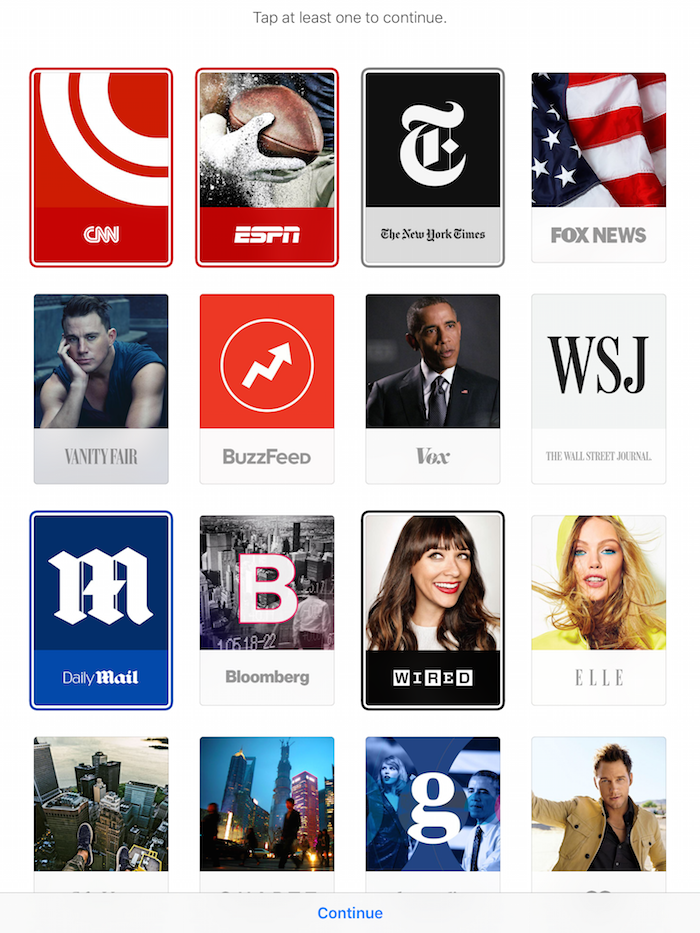 selecting favorites in the News app