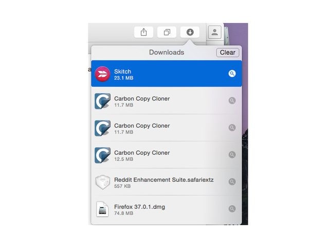 Downloads in Safari Browser
