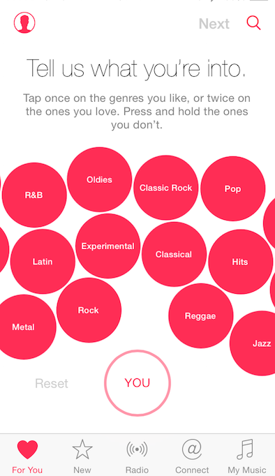 selecting Apple music preferences
