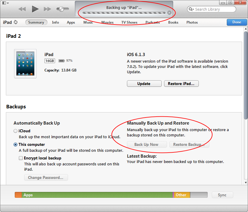 Backing Up Your Device through iTunes
