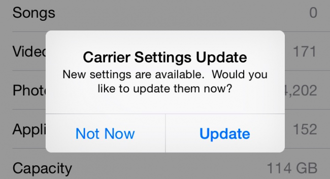 What is a carrier settings update?