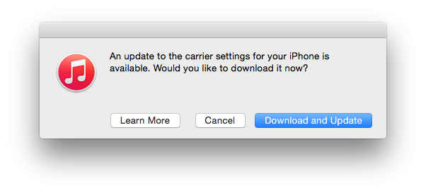 carrier settings updates in iTunes