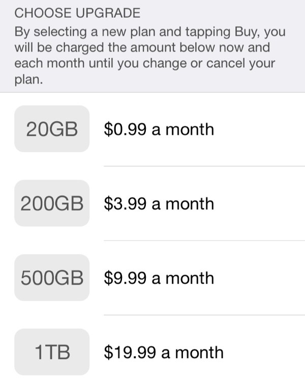 iCloud Storage Pricing